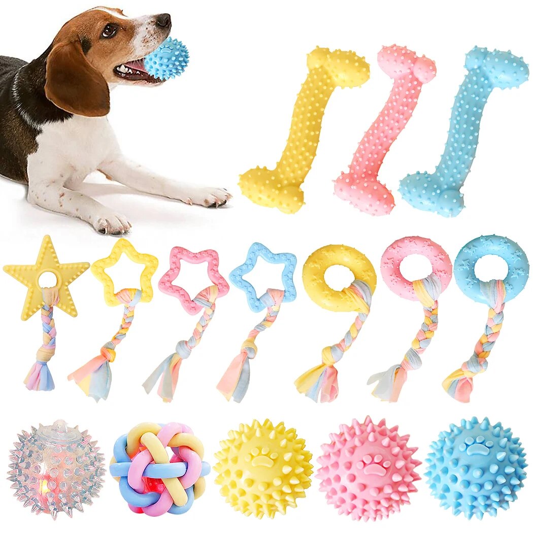 Pet Toys Dog Ball Pet Tooth Cleaning Chewing Rubber Dog Toys for Small Dogs Rubber Dog Toy Pet Teething Dog Chew Toys