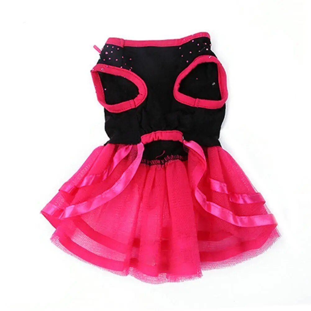 Rose Flower Gauze Dress Skirt Puppy Cat Princess Clothes Apparel dress XS/S/M/L