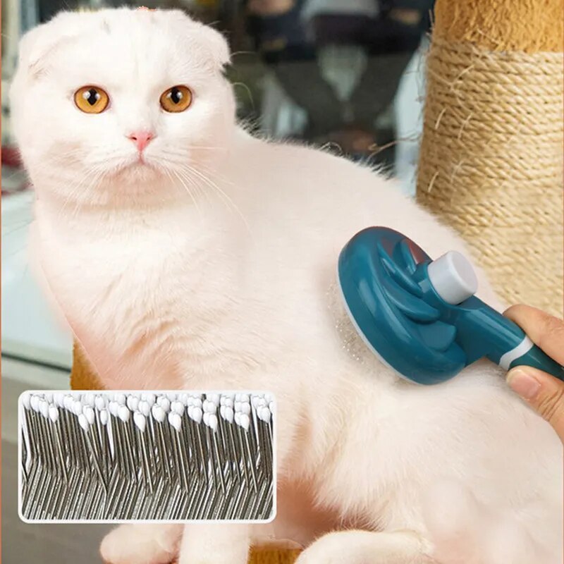 Cat Brush One Button Cat Hair Remover Massage Cats Comb Stainless Steel Pet Grooming Dog Brush Automatic Cats Comb Pet Products