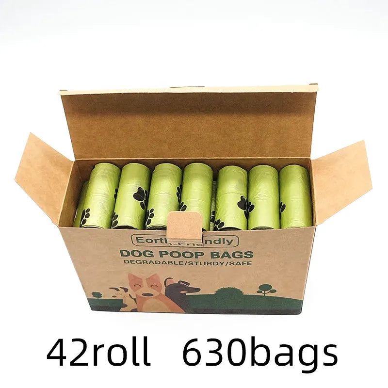 1/42 Roll Pet Biodegradable Trash Bag Dog Poop Bags Bulk Biobase Scented Poo Bag Degradable Cat Waste Bags Dog Poop Dispenser