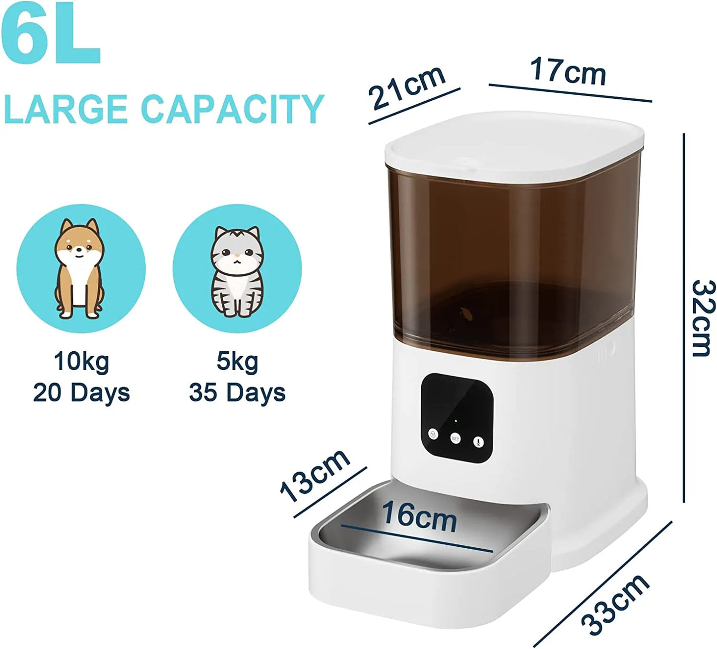 New Video Camera 6L Feeder Timing Smart Automatic Pet Feeder For Cat Dogs WiFi Intelligent Dry Food Dispenser Voice Recorde Bowl