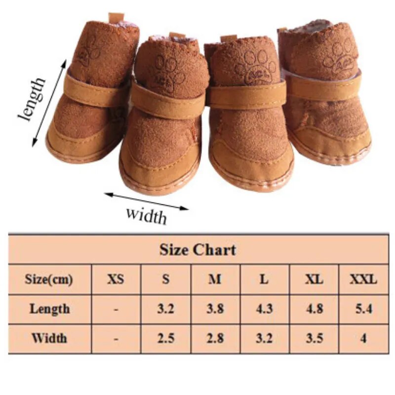 Pet Dog Shoes 4pcs Thick Warm Rain Snow Carton Boots Prewalkers Walking Puppy Sneakers Dog Accessories