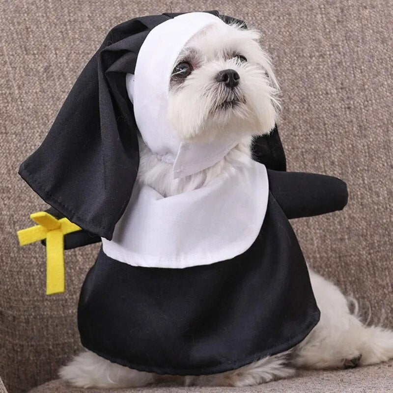 Pet Costume Set Three-dimensional Modeling Nun Style Contrast Color black. Get it before it is gone!