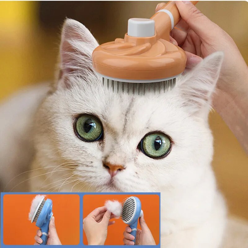 Cat Brush One Button Cat Hair Remover Massage Cats Comb Stainless Steel Pet Grooming Dog Brush Automatic Cats Comb Pet Products