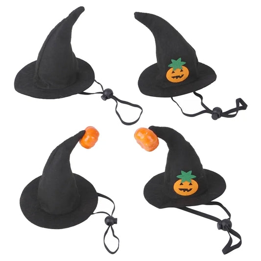 Halloween Pet Hats Adjustable Cute Pet Witch Hat Cosplay Witch Hat With Pumpkin Ornaments Halloween Pet Costume For Cats Dogs