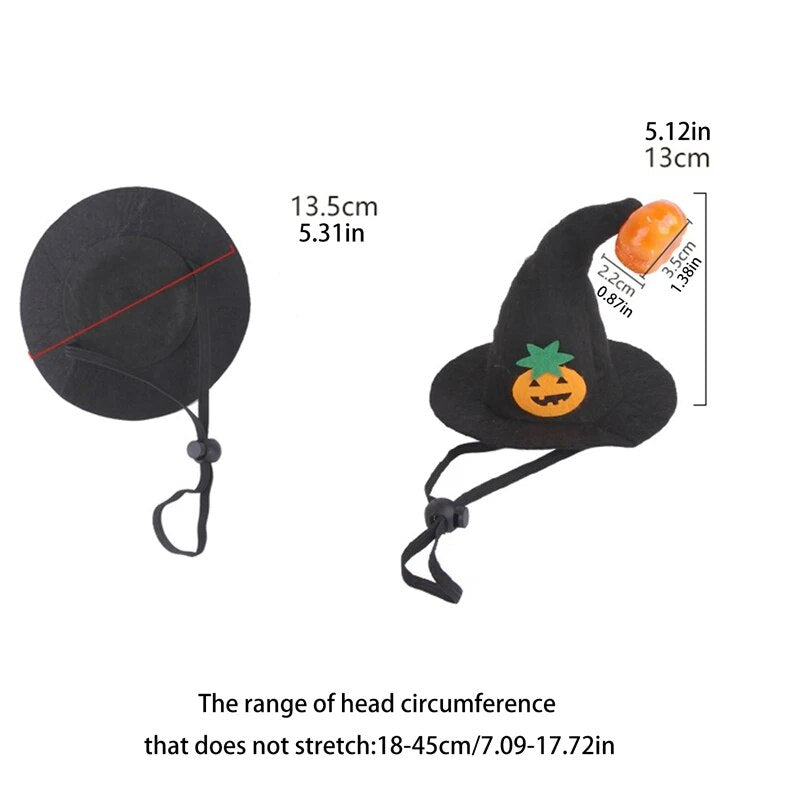 Halloween Pet Hats Adjustable Cute Pet Witch Hat Cosplay Witch Hat With Pumpkin Ornaments Halloween Pet Costume For Cats Dogs