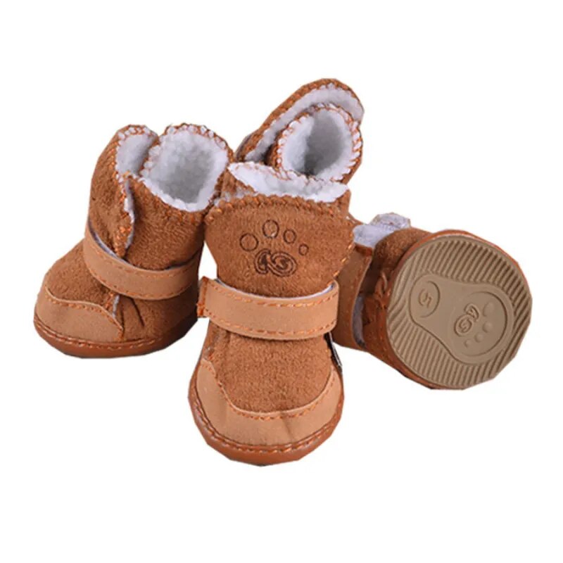 Pet Dog Shoes 4pcs Thick Warm Rain Snow Carton Boots Prewalkers Walking Puppy Sneakers Dog Accessories