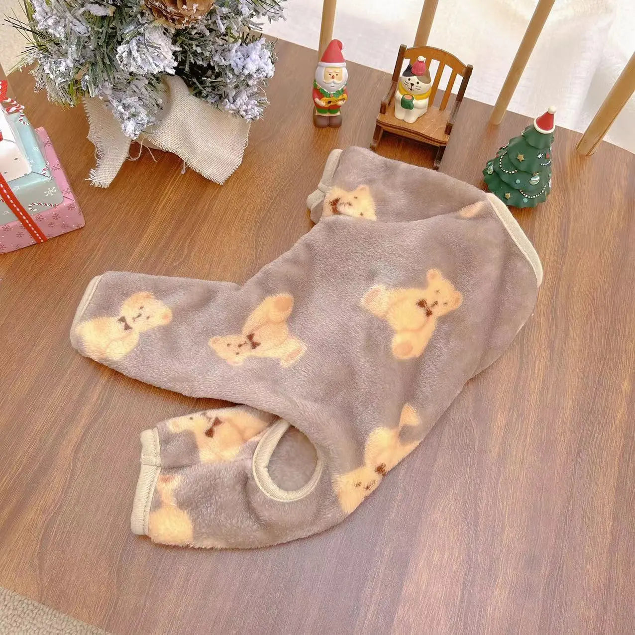 Pet Plush Jumpsuit Autumn Winter Medium Small Dog Clothes Warm Velvet Sweet Pajamas Kitten